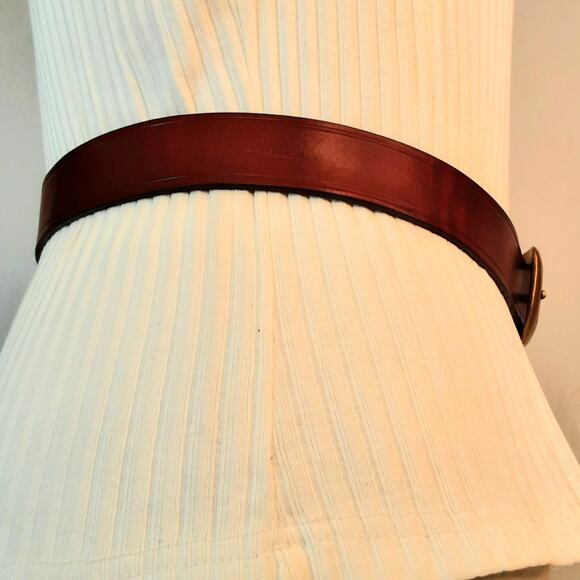 Liz Claiborne Top Grain Oil Tan Leather Belt 34 Unisex Waist Walnut Brown - Picture 5 of 14